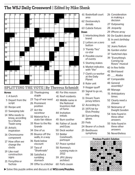 wsj crosswords|wsj printable crossword.